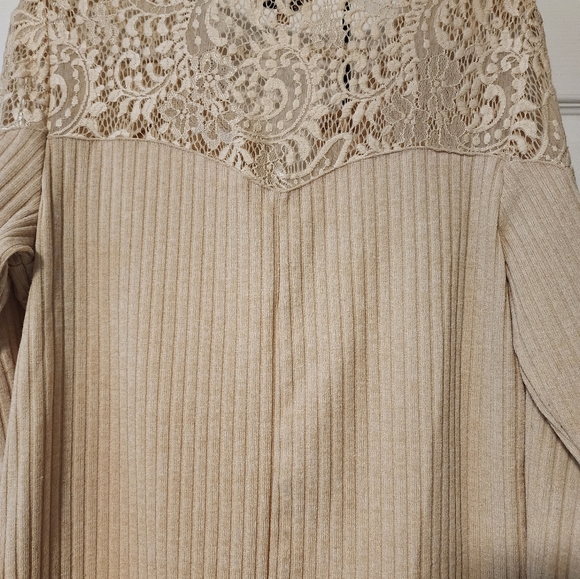 Democracy top, size medium. Long sleeve. Tan. - Picture 2 of 3